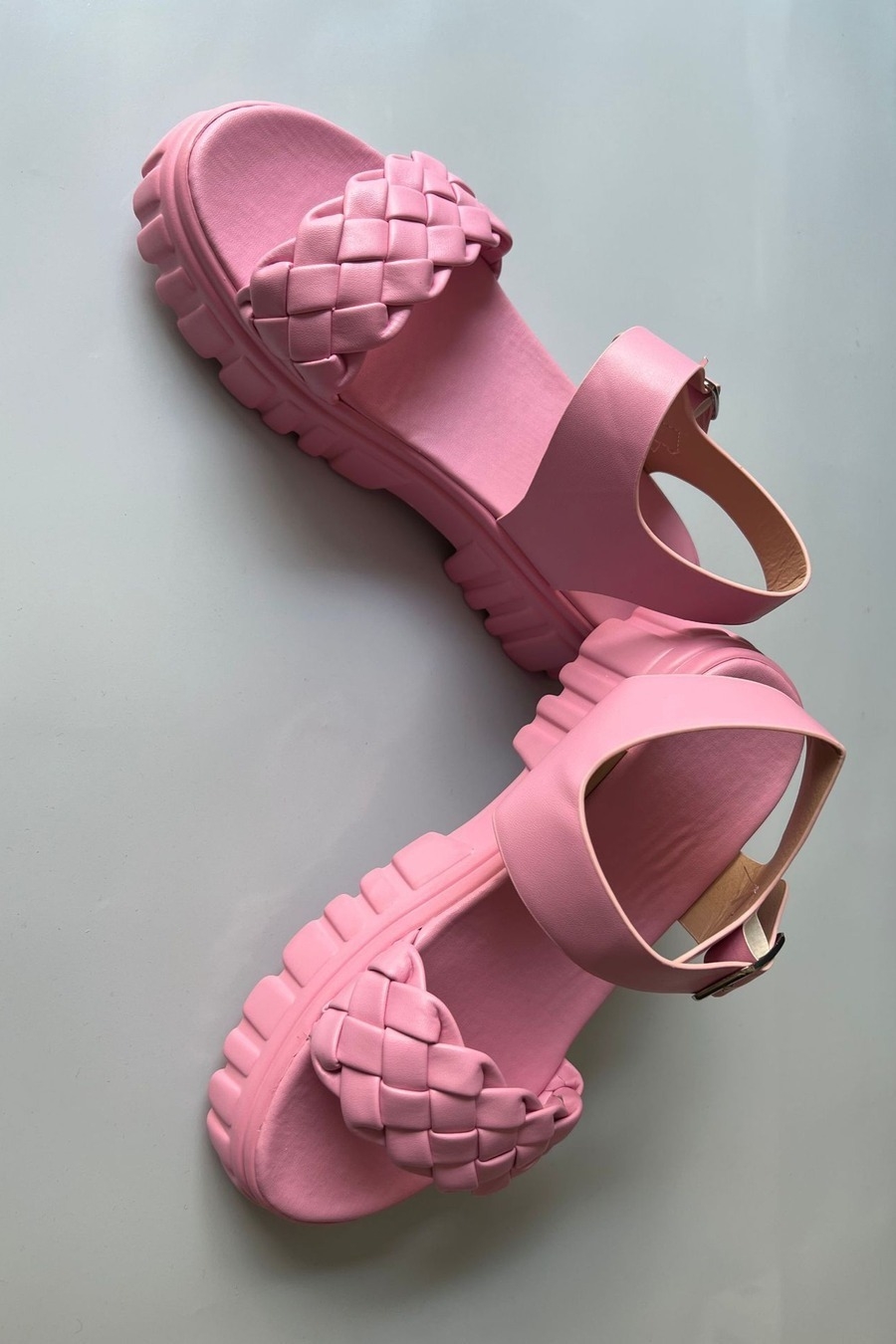 Summer New 7 Colors Solid Color Woven Thick Bottoms Metal-Buckle Adjustable Stylish Sandals(Heel Height:5Cm)