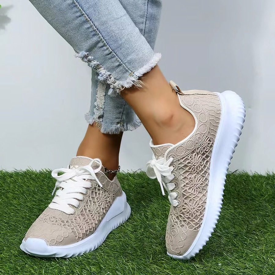 Spring & Summer New 4 Colors Mesh Breathable Hollow Lace-Up Fashion Sneakers(Heel Height:3.5Cm)