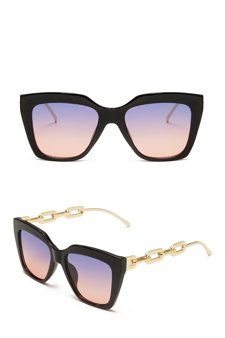 One Pc New Stylish Seven Colors Square Shape Plastic Frame Hollow Decor Metal Glasses Legs Polarized Uv Protection Sunglasses