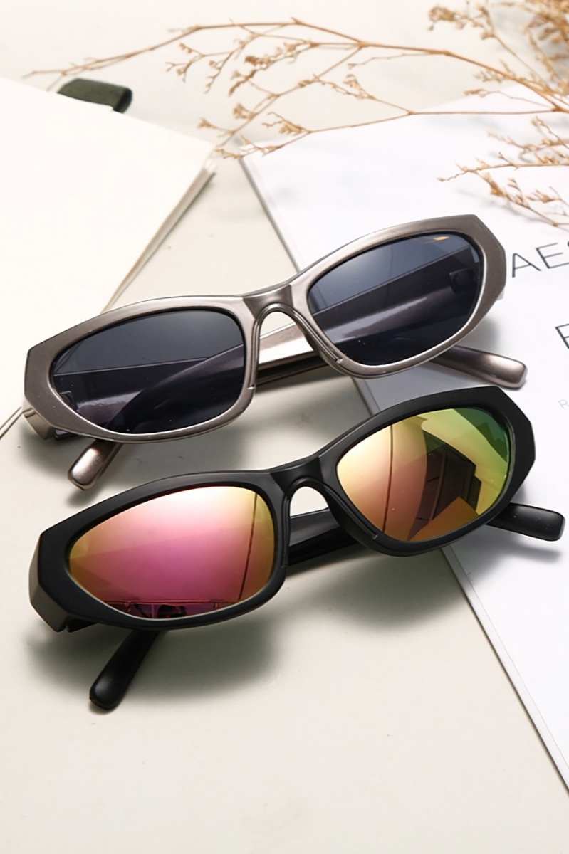 One Pc New Stylish Ten Colors Geometry Shape Plastic Small Frame Polarized Uv Protection Sunglasses