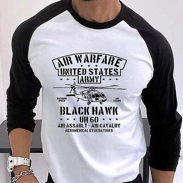 Men's T Shirt Tee Us Army Graphic Letter Crew Neck Street Daily