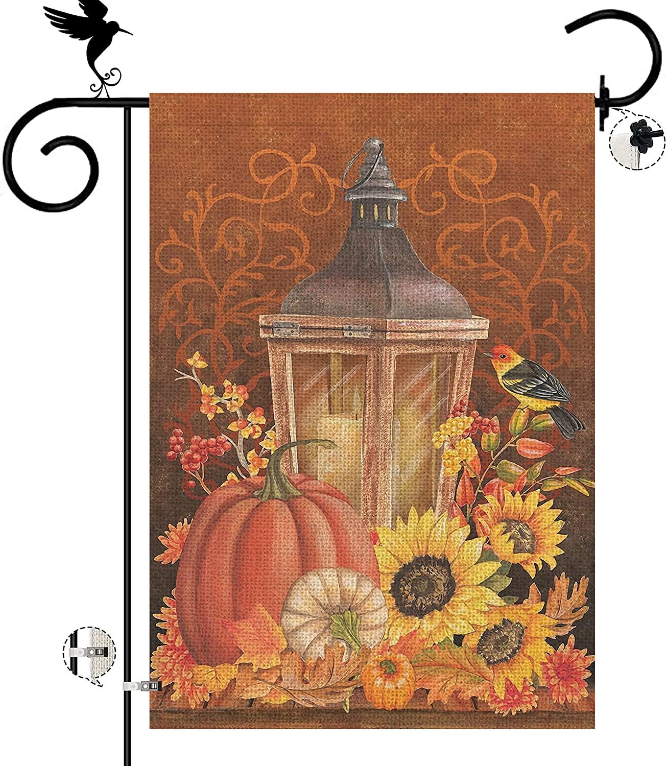 Fall Garden Flag 12x18 Inch Double Sided Vertical Pumpkin Sunflower Rustic Farmhouse Decor For Seasonal Holiday Yard, Holiday Party Yard Welcome Lawn Terrace Home Decoration