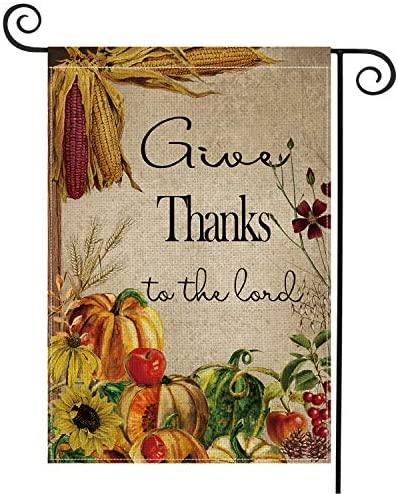 Give Thanks To The Lord Garden Flag Vertical Double Sided, Fall Thanksgiving Harvest Yard Outdoor Decoration