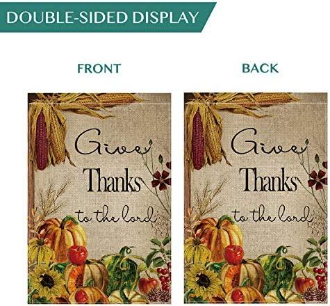 Give Thanks To The Lord Garden Flag Vertical Double Sided, Fall Thanksgiving Harvest Yard Outdoor Decoration