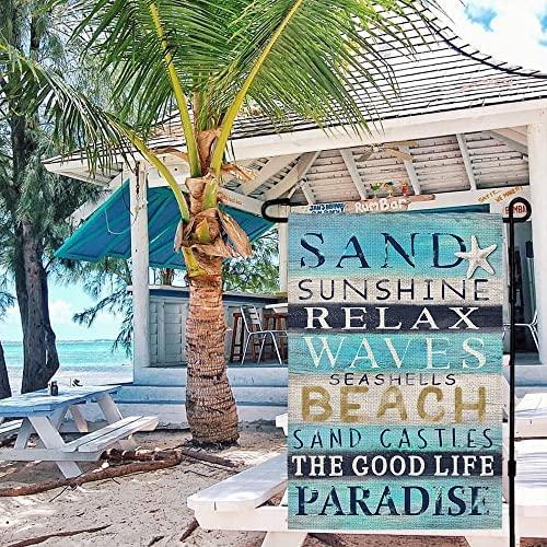 Summer Garden Flag Beach Sunshine Yard 12x18 Inch Small Double Sided Vertical Blue Outside Decoration Party Farmhouse Décor