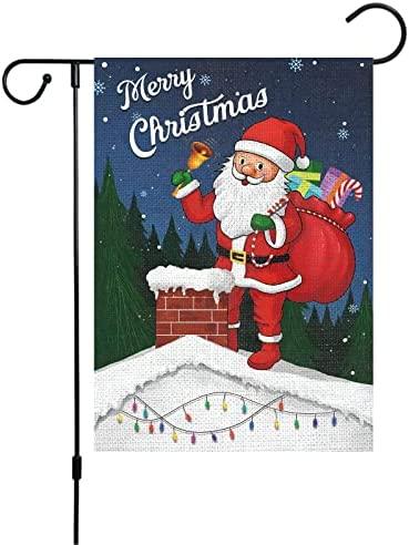 Christmas Garden Flags 12 X 18 Inch Double Sided Santa Claus Seasonal Yard Flags Outdoor Lawn Indoor Decoration Flag