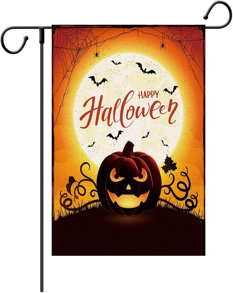 Halloween Pumpkin Garden Flags Double Sided Small Garden Flag Black Cat Bat Holiday Halloween House Flag For Outdoor Yard Garden Decoration
