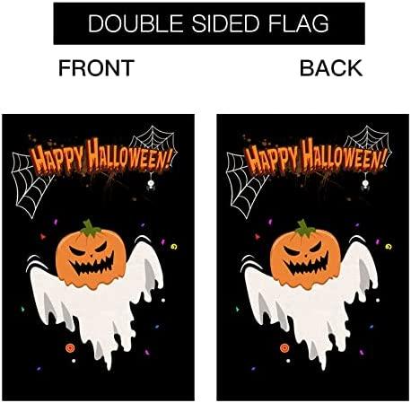 Halloween Garden Flags 12 X 18 Double-sided Cute Ghost Pumpkin Garden Flag Burlap Spooky Pumpkins Halloween Flags For Yard Outdoor Decoration