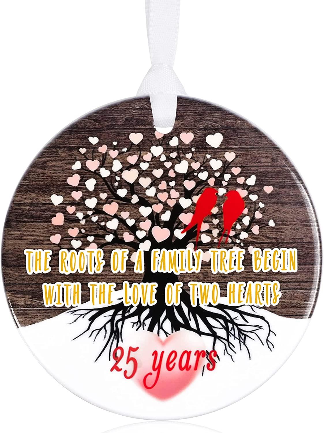 25th Anniversary Christmas Ceramic Ornament, 25th Anniversary Parents Gift 25th Wedding Gifts For Couple & Parents Anniversary Wedding Ornament 25th Anniversary Decorations - Wedding Gifts