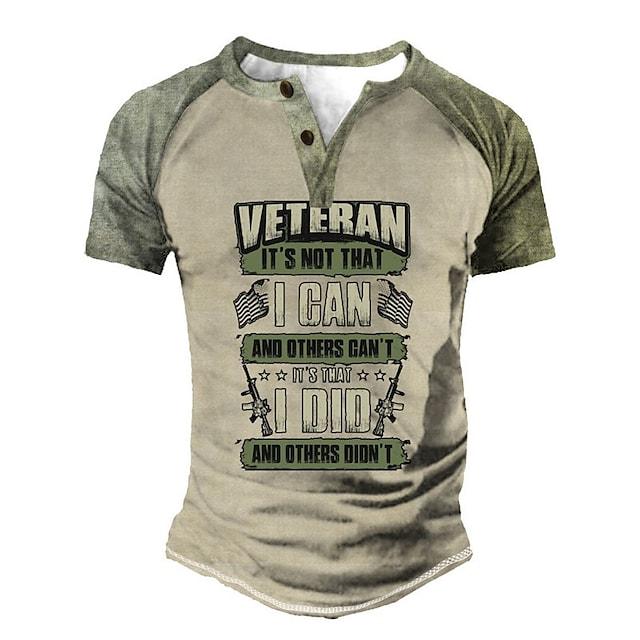 Men's T Shirt Tee Henley Shirt Tee 3d Print Graphic Color Block Letter Plus Size Henley Daily Sports Patchwork Button-down Short Sleeve Tops Designer Basic Casual Classic Khaki / Summer