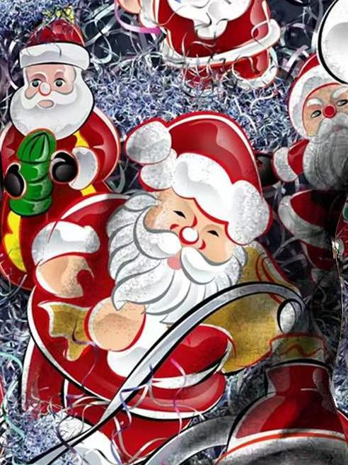Men's Merry Christmas Funny Santa Full Print Claus Casual Loose Sweatshirt
