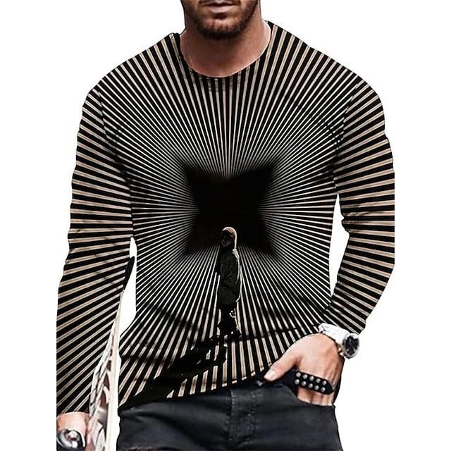 トップス doublet SEE-THROU GH PRINT LONG SLEEVE Men's 3D Print Graphic Optical Illusion T-Shirt Print Long
