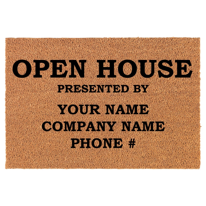 Personalized Open House Presented By Realtor Real Estate Agent Broker Coir Doormat  Front Door Mat Real Estate Agent Realtor Broker