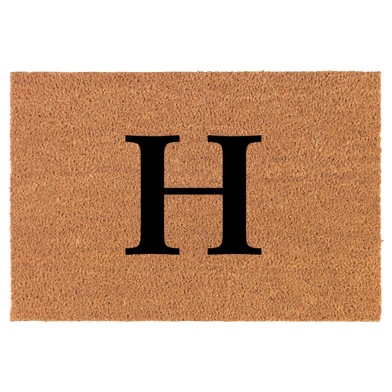 Monogram Initial Personalized Custom Family Name Single Letter Center Coir Doormat Welcome Front Door Mat New Home Closing Housewarming Gift