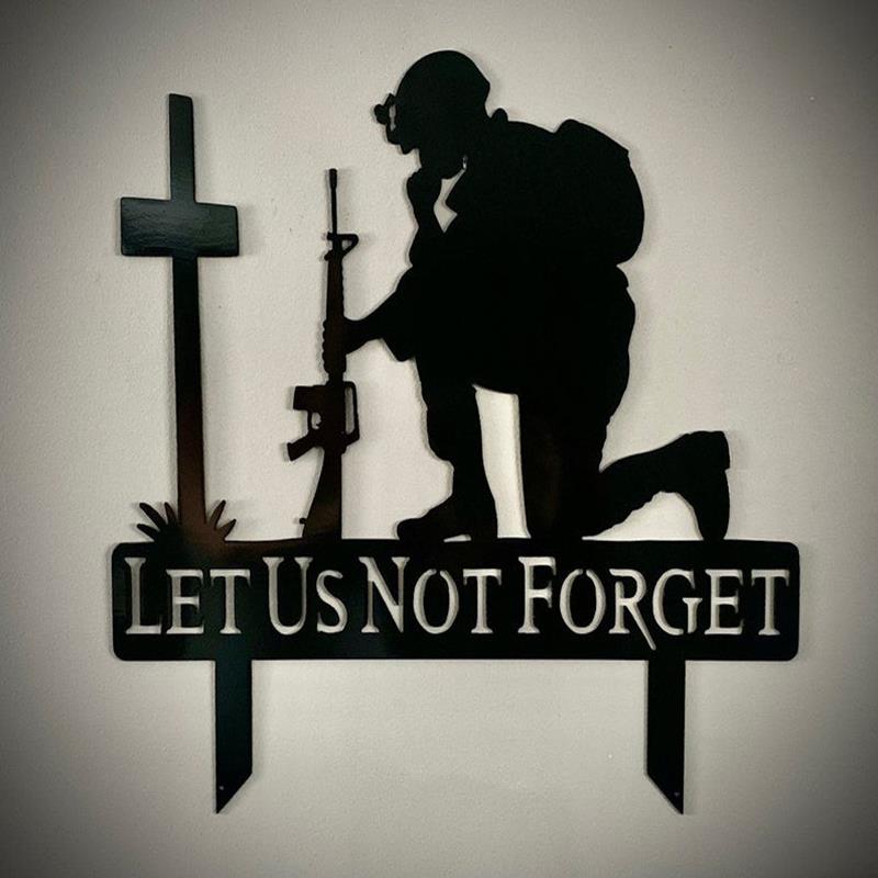 Lest We Forget Tommy Soldier Silhouette Military Statue Remembrance Day Sculpture Army Poppy Metal Art Figurine Veteran Memorial Ornament - UK