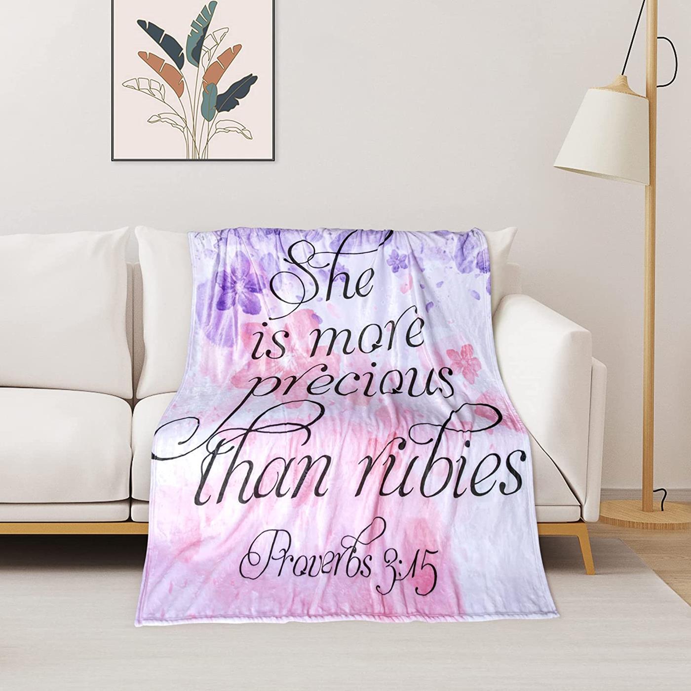 Inspirational Healing Throw Blanket for Women She Is More Precious
