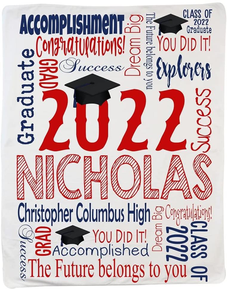 Personalized Custom Graduation Throw Blanket for Adults and Teens
