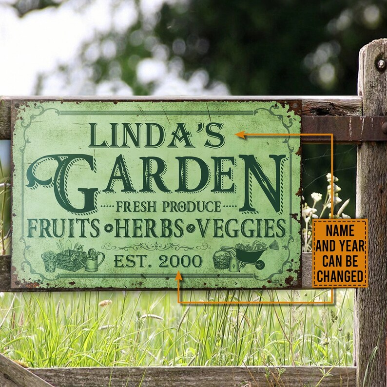 Personalized Garden Fresh Produce Classic Metal Signs, GardeningClassic Metal Signs, Garden Metal Sign, Best Garden Decor Sign