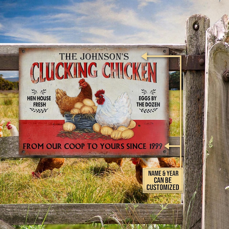 Personalized Chicken Clucking Chicken Customized Classic Metal Signs, Fluffy Butt Hut Spoiled -Metal Chicken Coop Sign, Metal Chicken Sign