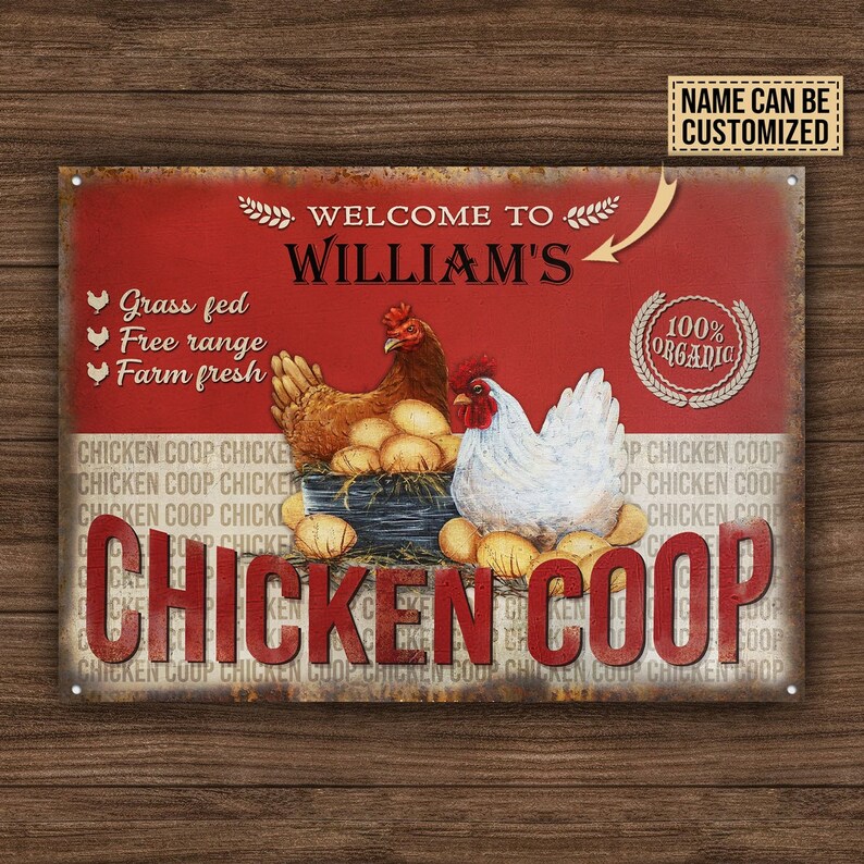 Personalized Chicken Coop Farm Fresh Customized Classic Metal Signs-Metal Chicken Coop Sign, Custom Metal Chicken Sign