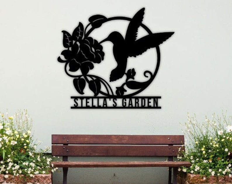 Custom Garden Sign-Garden Sign-Personalized Garden Sign-Garden-Garden hummingbird sign-Garden Art-Metal Yard Art