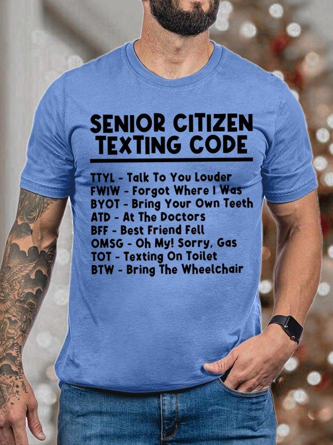 Men's Senior Citizen Texting Code Funny Graphic Print Casual Crew Neck ...