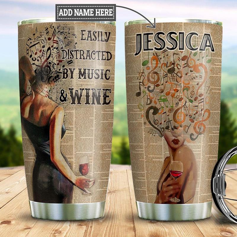 Personalized Wine Music Woman Stainless Steel Tumbler 20Oz