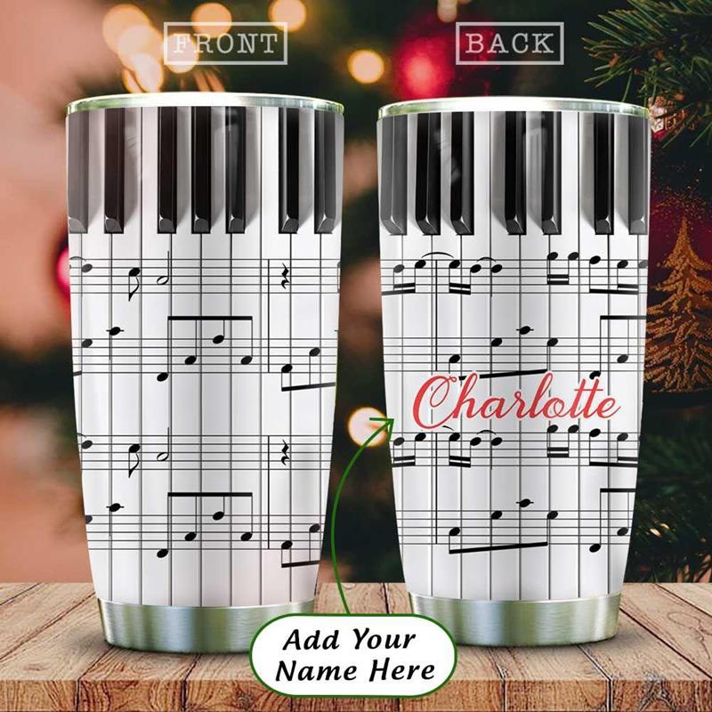 Piano Key Music Sheet Personalized Stainless Steel Tumbler 20Oz