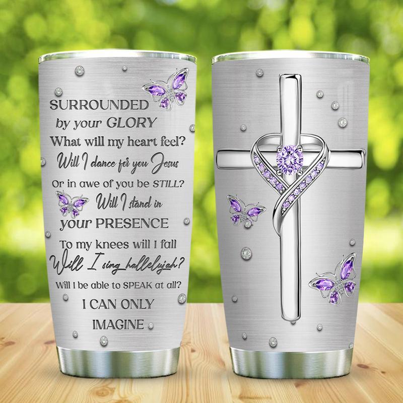 Jewelry Butterfly Faith Stainless Steel Tumbler, Butterfly Lovers, Christian Stainless Steel Tumbler 20Oz
