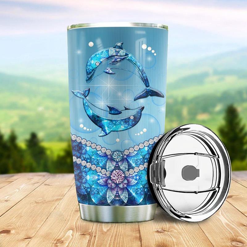 Dolphin Jewelry Style Stainless Steel Tumbler, Dolphin Lovers Stainless Steel Tumbler 20Oz