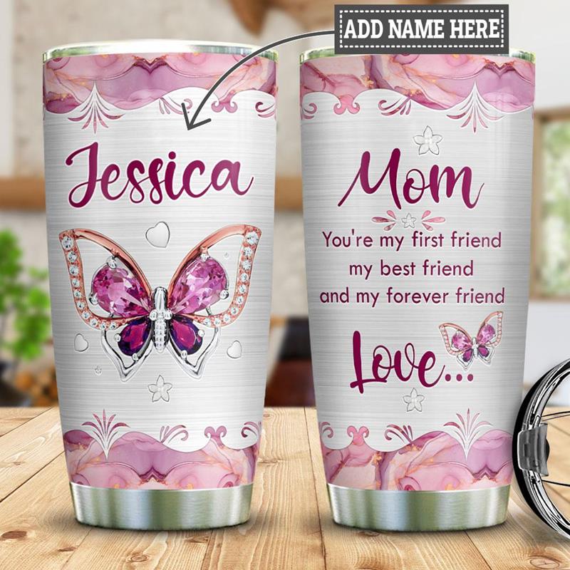 Personalized Butterfly Mom Jewelry Style Stainless Steel Tumbler 20Oz