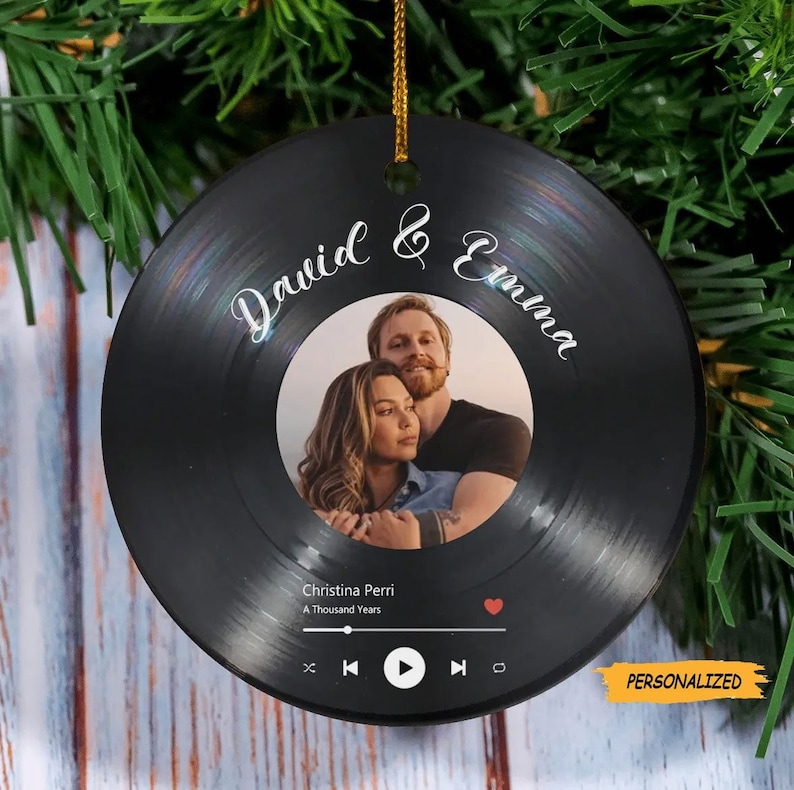 Personalized Custom Song With Photo Aluminum Ornament, Best Gift Idea For Couple, Music Lover, Birthday Gift, Christmas Gift