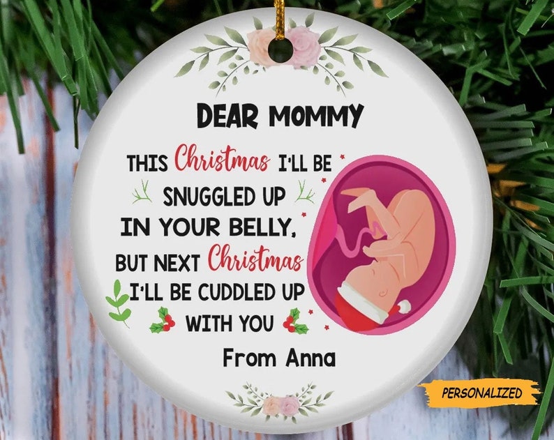 Personalized Mommy To Be From Baby Bump Christmas Ornament, Pregnancy Announcement Gift For Mom To Be, New Mom Gift, Expecting Mom