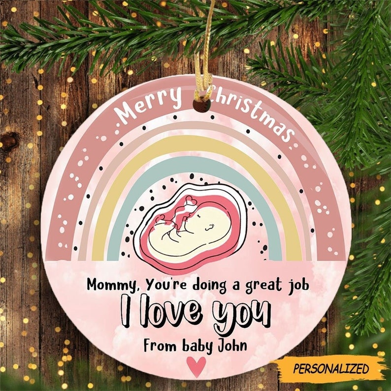 Merry Christmas You’re Doing A Great Job, Personalized Sonogram Photo Ornament, Gift For Mom to be, New Mom Gift, Pregnancy Announcement