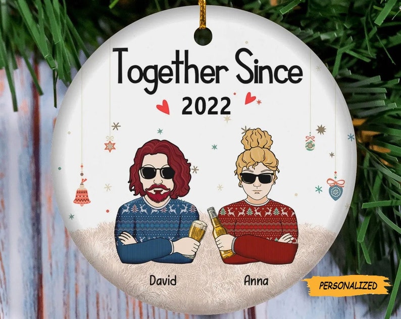 Together Since, Personalized Custom Couple Christmas Ornament, Anniversary, Christmas, New Year Gift For Husband, Wife, Lover, Girlfriend