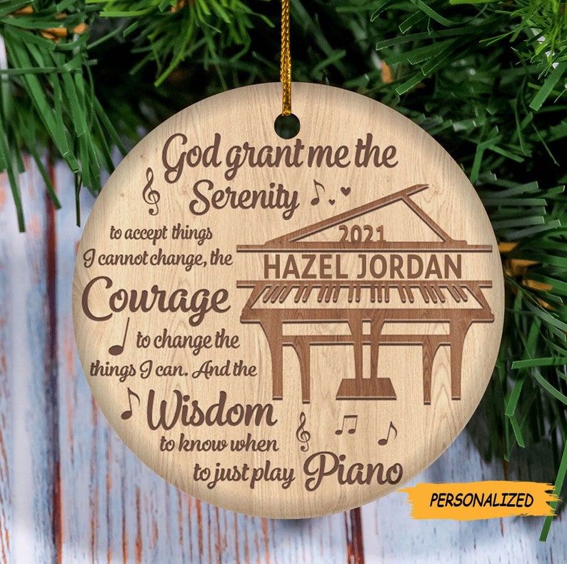 The Wisdom To Know When To Just Play Piano Personalized Circle Ornament, Christmas Gift For Piano Lover, Music Lover Gift, Piano Gifts
