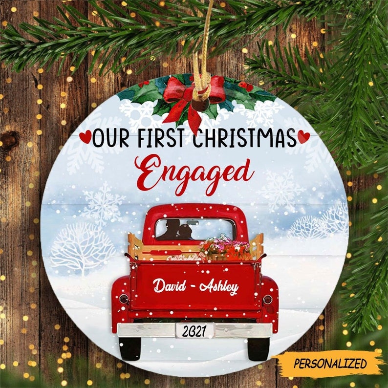 Personalized Our First Christmas Married Circle Ornament Gift for Couples, Anniversary Gift, Engagement Gift, 1st Anniversary Gift