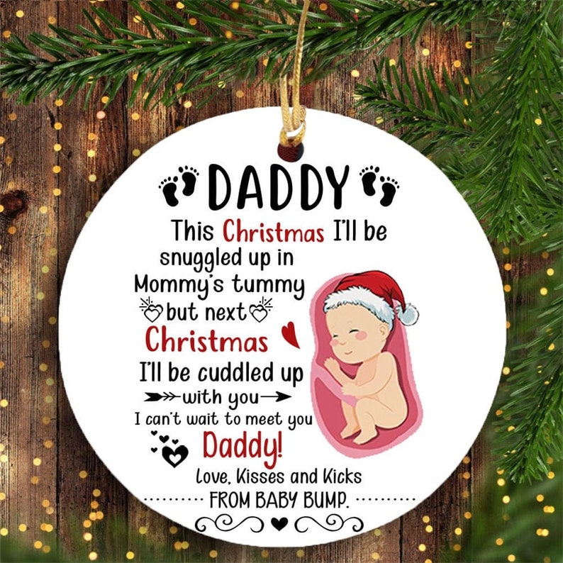 Christmas Gift For Dad To Be Cuddled With You Ultrasound Sonogram Ornament, Bump's First Christmas, New Dad Gift, Pregnancy Gift