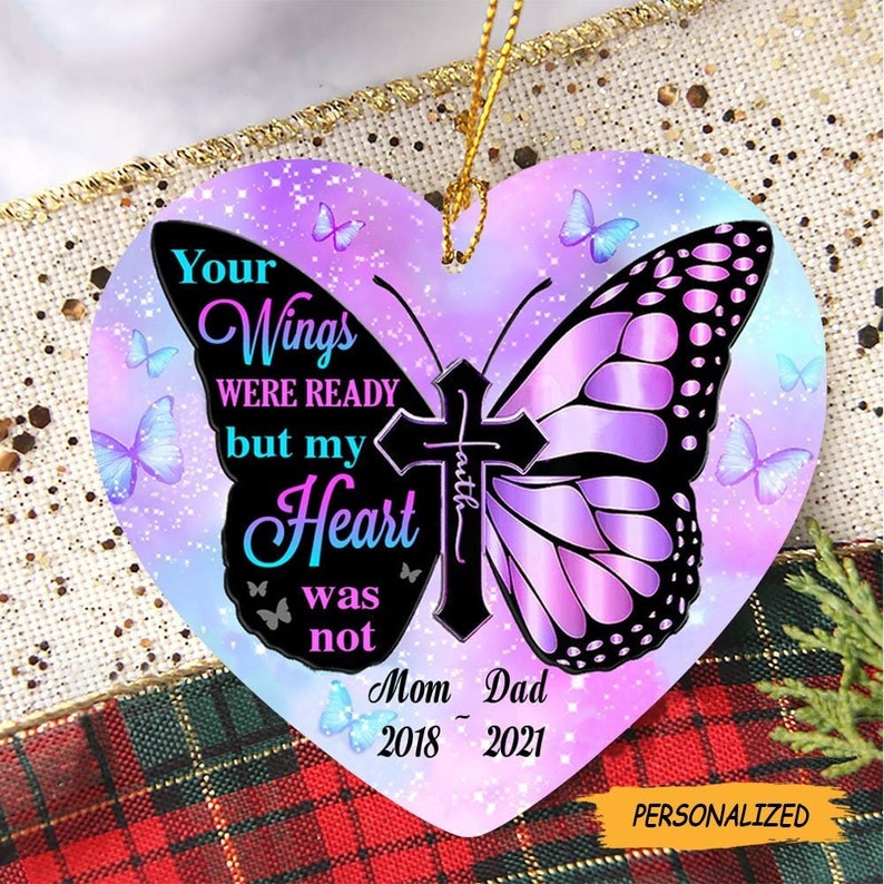 Personalized Memorial Mom Dad Heart Ornament, Gift For Mom, Memorial Gift Dad, Remembrance Gift, Memorial Gift, Custom Memorial Ornament