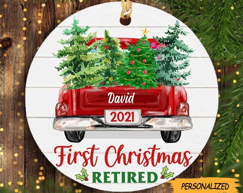 Personalized First Christmas Retired Car Truck Circle Ornament, Monster Truck, Old Truck, Custom Car Truck Ornament