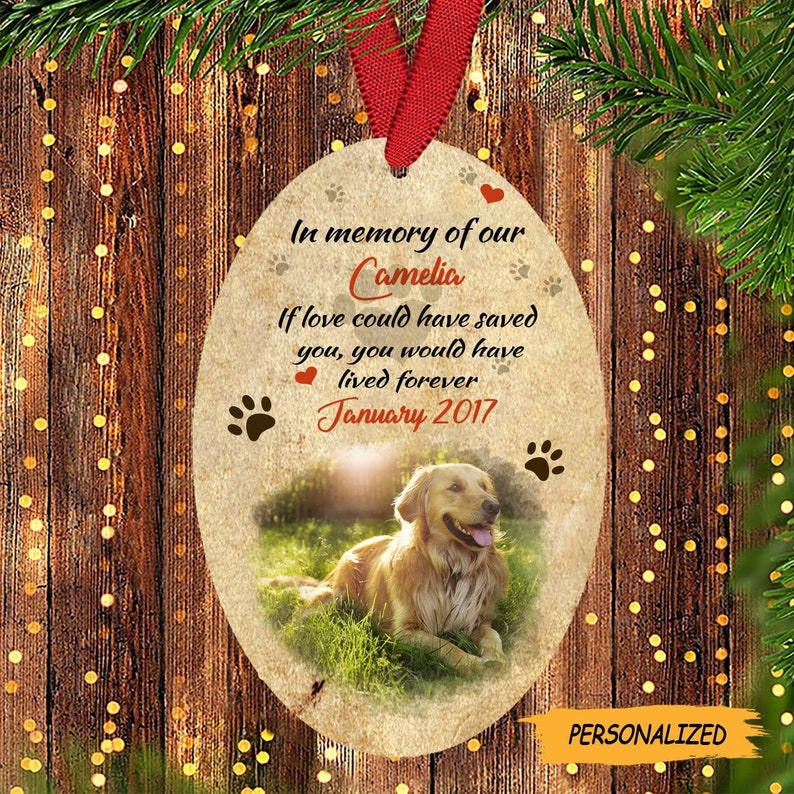 Personalized Dog In Memory of Our Heart Custom Oval Ornament, Christmas Gift for Dog Lovers, Dog Memorial Gift, Custom Photo Memorial Gift