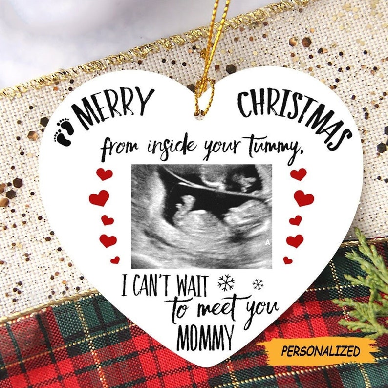 Personalized Christmas Gift For Mommy To Be Inside Your Tummy Ornament, New Mom Gift, Bump's First Christmas, Expecting Mom Gift