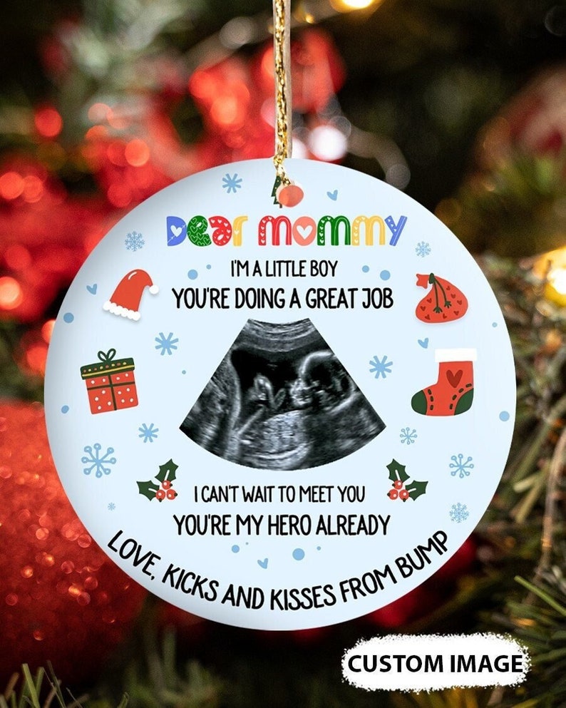 Gift For Future Mommy I'm a Little Boy You're Doing A Great Job Ornament, mom to be, new mom gift, Bump's First Christmas, Gift From Bump
