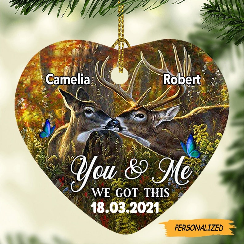 Personalized Deer Hunting Couple We Got This Heart Ornament, Anniversary Gift, Gift For Couple, Custom Couple Gift, Deer Hunting Ornament