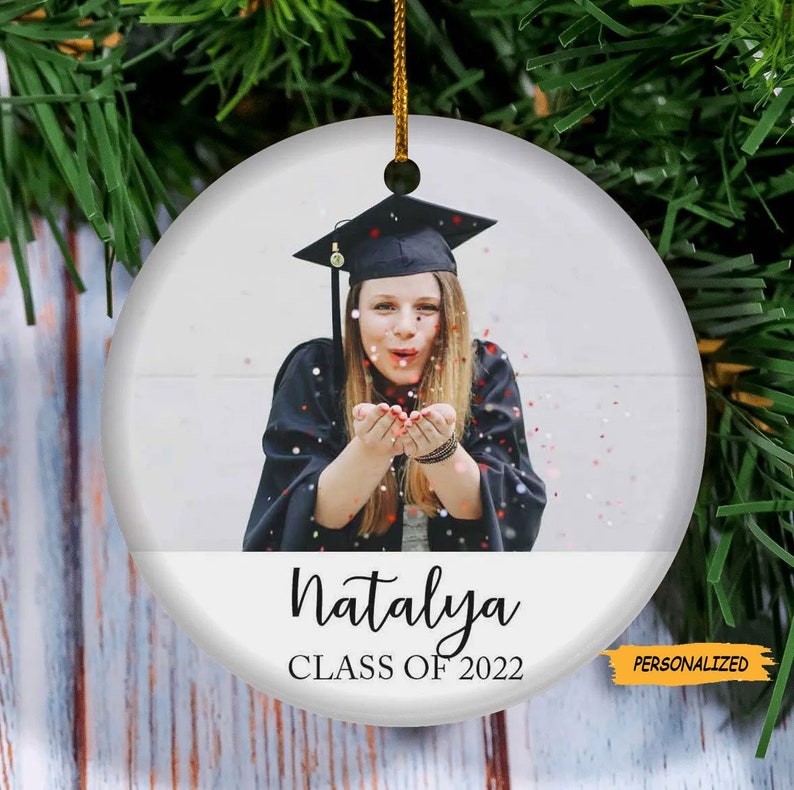 Personalized Custom Graduation Christmas Ornament, Class of 2022 Photo Upload Ornament, Christmas Gift, Graduation Gift, College High School