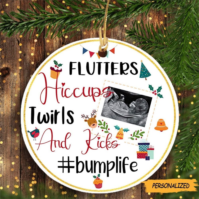 Personalized Future Mom Bump life Ornament, Gift for Expecting Parents with Sonogram, Gift For Mommy To Be From The Bump,New Parent Ornament