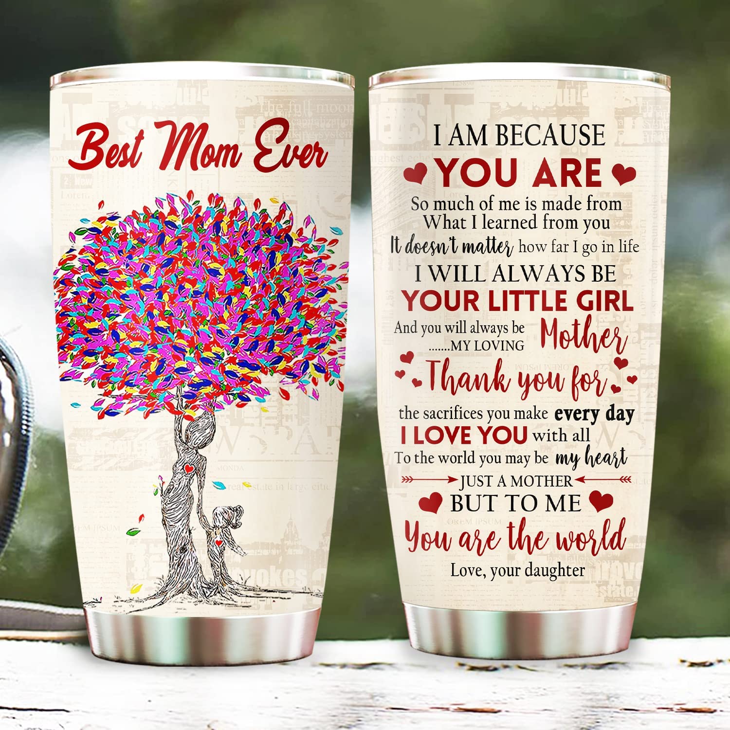 Mothers Day Gifts, Best Mom Ever Tumbler, Mother Mama Mom Gifts on Christmas Birthday, Birthday Gifts for Mom from Daughter 20oz Stainless Steel Tumbler Cup with Lid Cold & Hot Water Coffee