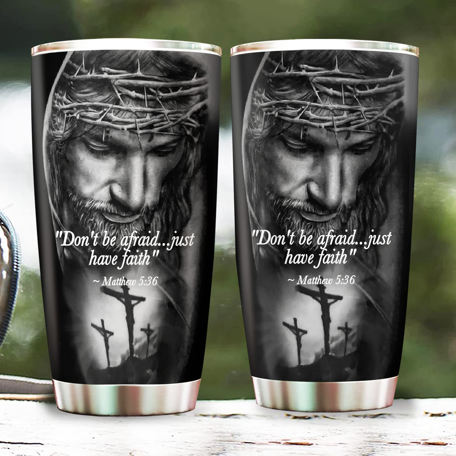 Don’t Be Afraid Just Have Faith Jesus Tumbler - Christian Shirt For Birthday, Christmas Gifts for Mom Dad Mama Papa, 20oz Stainless Steel Tumbler Cup with Lid Cold & Hot Water Coffee