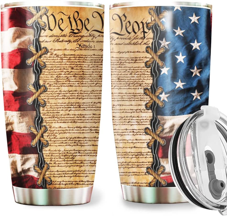 One Nation Under God American Eagle - Patriotic Jesus Flag 1776 Tumbler 20oz Stainless Steel with Lid Cold & Hot Coffee Mug Color 8