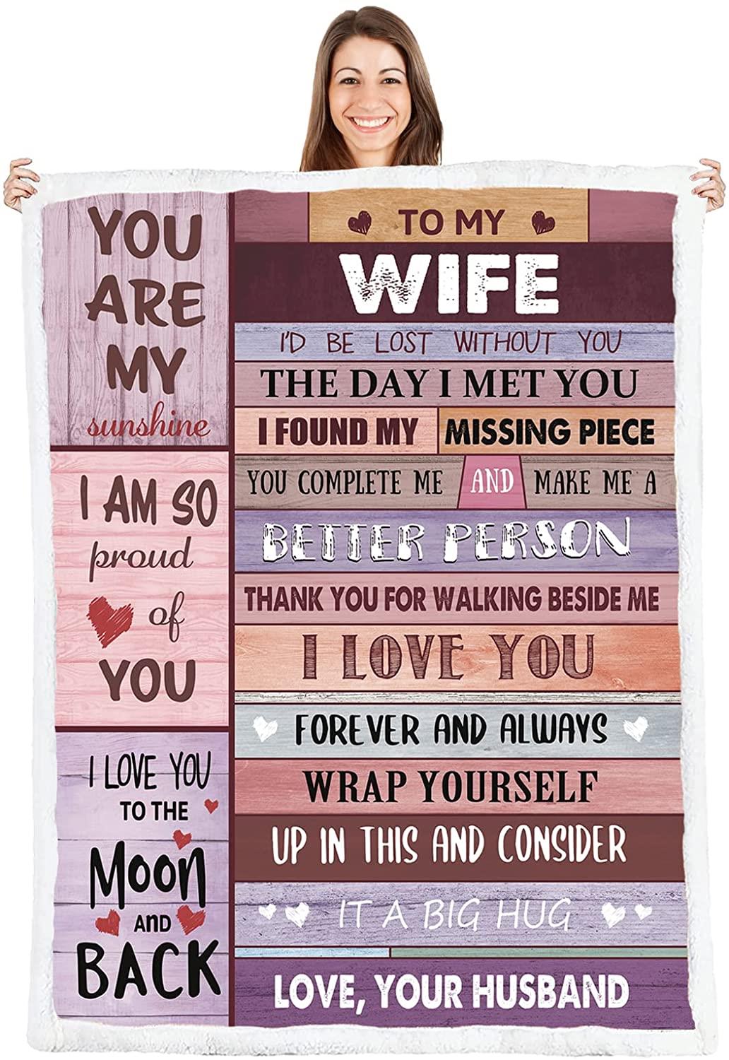 To My Wife Blanket I Love You for Wife Birthday Gifts from Husband Happy for Her Romantic Present Valentines or Mothers Day  Throw